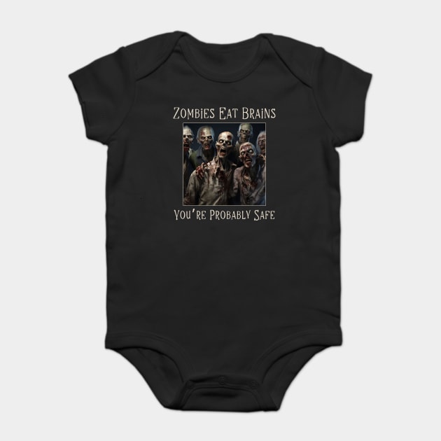 Funny Sarcastic Halloween Zombie Baby Bodysuit by QuirkyQuest Creations